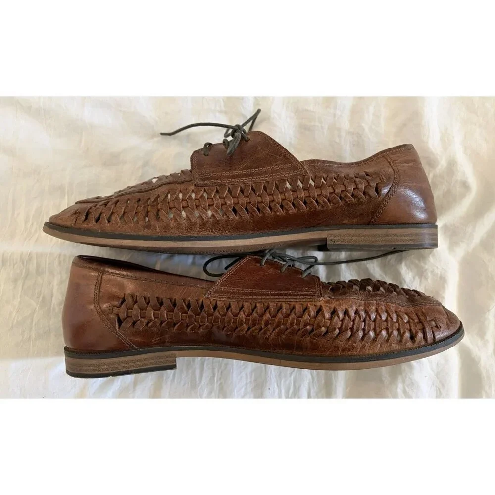 Red Tape Men’s Brown Woven Lace Up Loafers Size 11